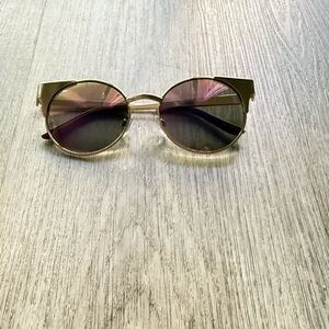 quay australia asha gold & purple mirrored round retro sunglasses eyewear NEW